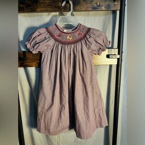 Smocked crimson  and cream‎ football dress